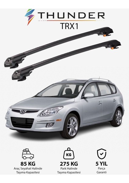 Hyundaı Elantra Tourıng 2007-2011 Trx1 Thunder Carrier Kilitli Ara Atkı Taşıyıcı Tavan Barı Siyah