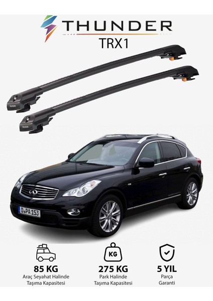 Infınıtı QX50 2014-2017 Trx1 Thunder Carrier Kilitli Ara Atkı Taşıyıcı Tavan Barı Siyah