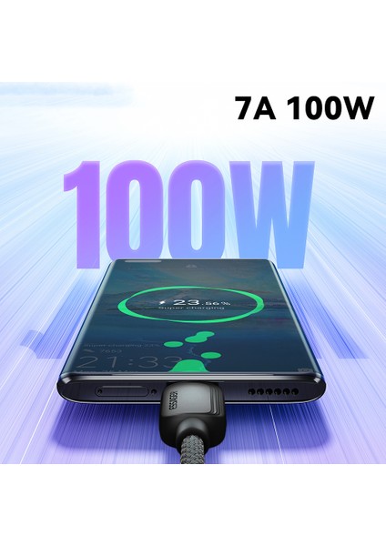 3m A-C 7A 100W Hızlı Şarj Veri Kablosu Usb-A - Type-C Örgülü Tpe Kablosu - Siyah (Yurt Dışından) indirimleri