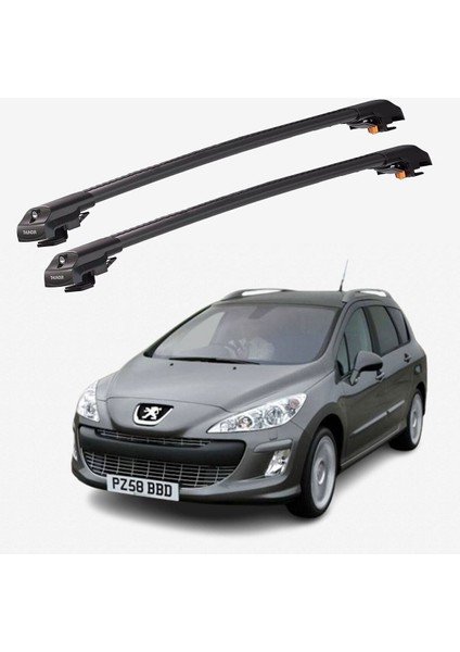 Peugeot 308 Sw (T7) 2008-2013 Trx1 Thunder Carrier Kilitli Ara Atkı Taşıyıcı Tavan Barı Siyah