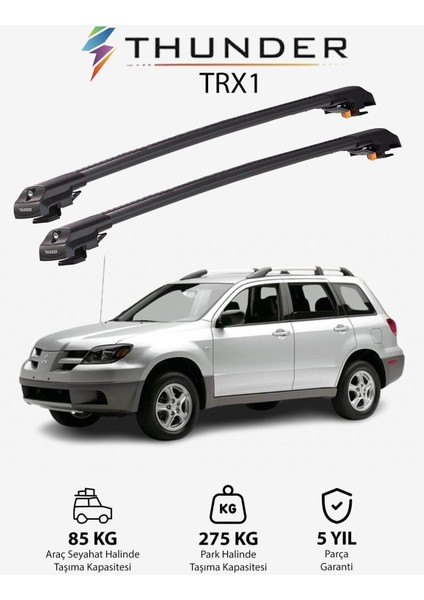 Mıtsubıshı Outlander 2003-2006 Trx1 Thunder Carrier Kilitli Ara Atkı Taşıyıcı Tavan Barı Gri