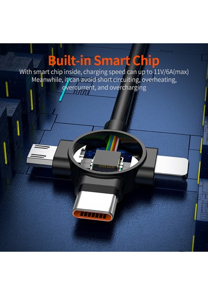 1,5 M Usb'den Type-C'ye / Ip / Mikro USB Tpu Yaylı Kablo 66W Gösterge Işıklı Hızlı Şarj Kablosu - Stil A (Yurt Dışından)