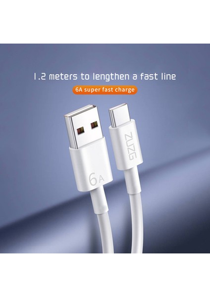 1.2m Hızlı Şarj Veri Kablosu Usb'den Tip C'ye 6A 100W Pvc Tel Şarj Kablosu (Yurt Dışından)