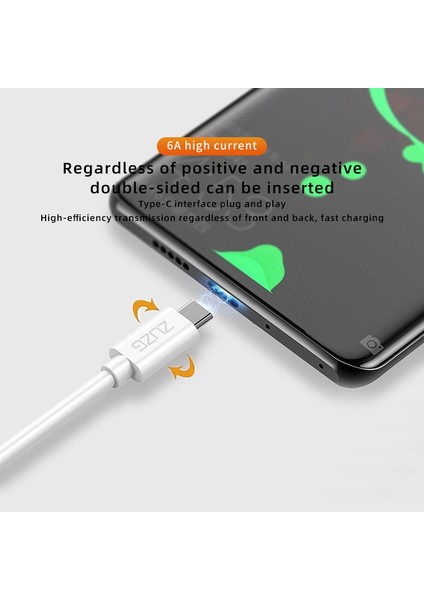 1.2m Hızlı Şarj Veri Kablosu Usb'den Tip C'ye 6A 100W Pvc Tel Şarj Kablosu (Yurt Dışından)