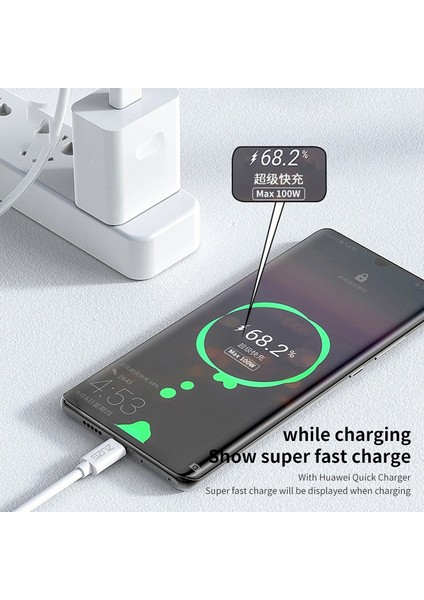 1.2m Hızlı Şarj Veri Kablosu Usb'den Tip C'ye 6A 100W Pvc Tel Şarj Kablosu (Yurt Dışından)