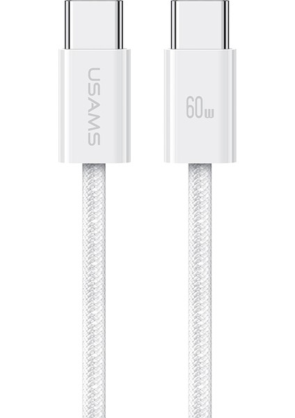 1,2 M Pd 60W Hızlı Şarj Kablosu Tip-C'den Tip-C'ye Gökkuşağı Örgülü Kablo - Beyaz (Yurt Dışından)