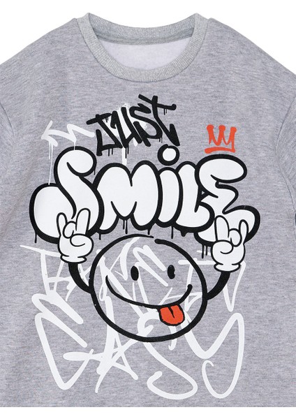 Just Smile Erkek Çocuk Gri Sweatshirt indirimleri