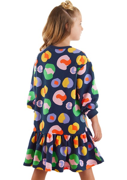 Renkli Çiçekli Kız Çocuk Lacivert Elbise fiyatları