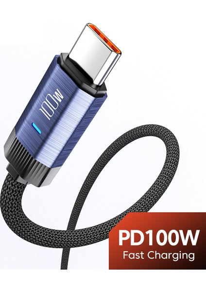 1m Type-C - Type-C Pd 100W Kablo E-Marker Çipli Telefon Hızlı Şarj Kablosu - Mavi (Yurt Dışından)