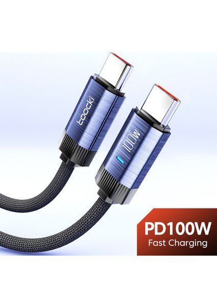1m Type-C - Type-C Pd 100W Kablo E-Marker Çipli Telefon Hızlı Şarj Kablosu - Mavi (Yurt Dışından)