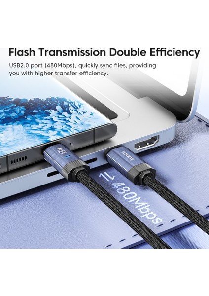 1m Type-C - Type-C Pd 100W Kablo E-Marker Çipli Telefon Hızlı Şarj Kablosu - Mavi (Yurt Dışından)