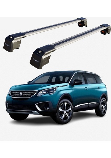 Peugeot 5008 2017-SONRASI Trx2 Thunder Carrier Kilitli Ara Atkı Taşıyıcı Tavan Barı Siyah