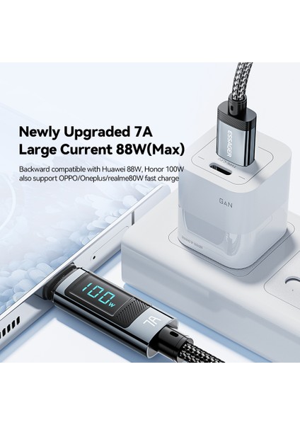 2m Dijital Ekran 7A Hızlı Şarj Kablosu Usb-A - Type-C 480MBPS Veri Kablosu (Yurt Dışından) modelleri