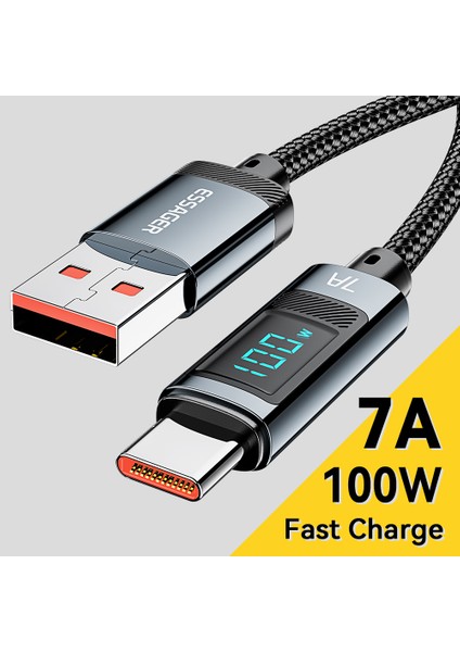 2m Dijital Ekran 7A Hızlı Şarj Kablosu Usb-A - Type-C 480MBPS Veri Kablosu (Yurt Dışından) fırsatları