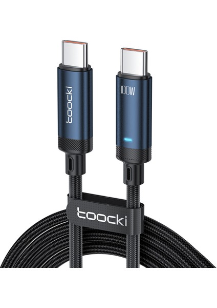 2m Type-C'den Type-C'ye Veri Kablosu Pd 100W Örgülü Telefon Tablet Hızlı Şarj Kablosu - Mavi (Yurt Dışından)