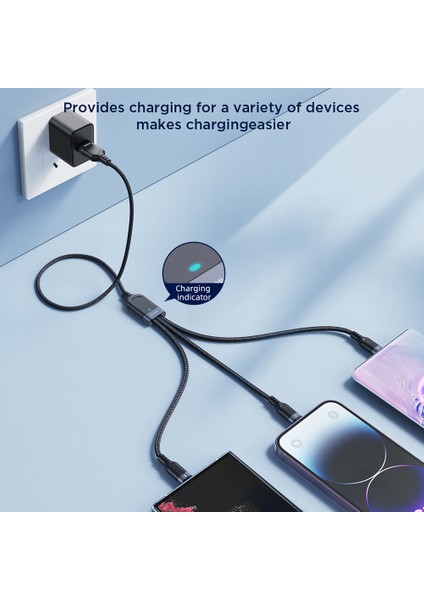 30CM Çok Kullanımlı Seri 3'ü 1 Arada Lightning+Type-C+Micro 3.5A Power Bank Için Veri Kablosu (Yurt Dışından)