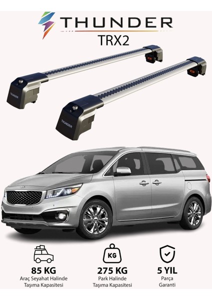 Kıa Carnıval 2015-2020 Trx2 Thunder Carrier Kilitli Ara Atkı Taşıyıcı Tavan Barı Siyah