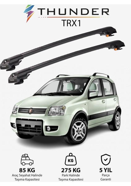 Fıat Panda 2003-2011 Trx1 Thunder Carrier Kilitli Ara Atkı Taşıyıcı Tavan Barı Gri
