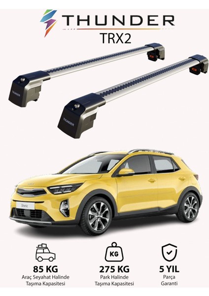 Kıa Ceed Sportswagon 2019-SONRASI Trx2 Thunder Carrier Kilitli Ara Atkı Taşıyıcı Tavan Barı Gri