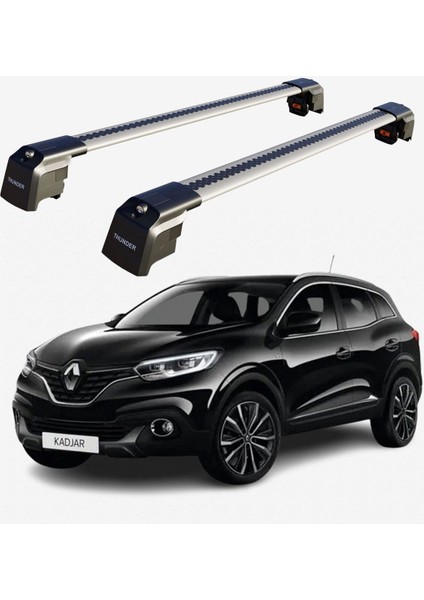 Renault Kadjar 2015-2022 Trx2 Thunder Carrier Kilitli Ara Atkı Taşıyıcı Tavan Barı Gri