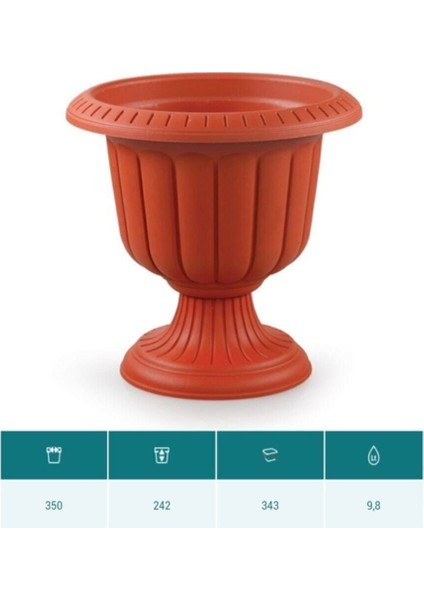 Nergiz Saksı Kiremit Dekoratif Saksı 9.8 Lt