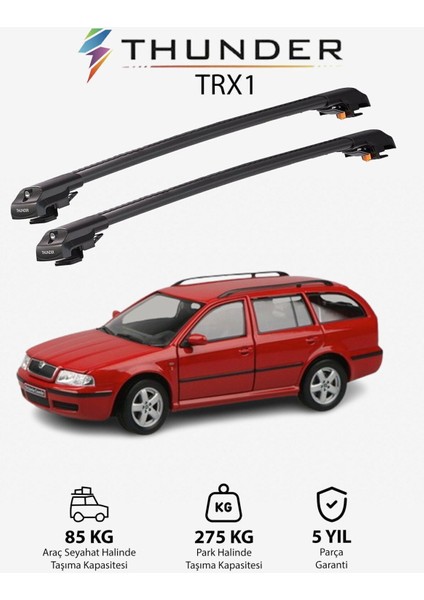 Skoda Octavıa 1998-2004 Trx1 Thunder Carrier Kilitli Ara Atkı Taşıyıcı Tavan Barı Siyah