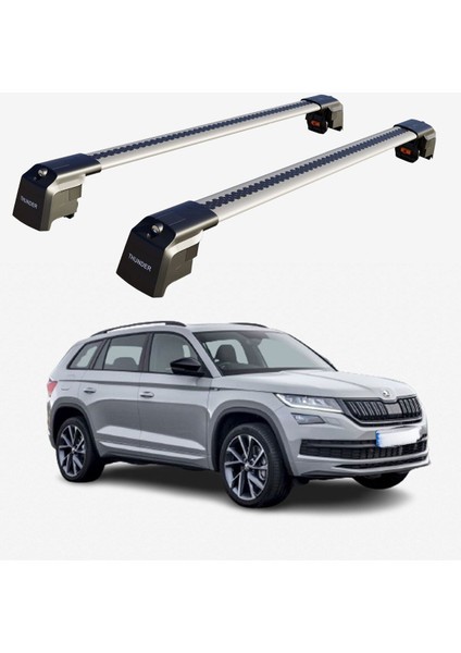 Skoda Kodıaq 2017-SONRASI Trx2 Thunder Carrier Kilitli Ara Atkı Taşıyıcı Tavan Barı Gri