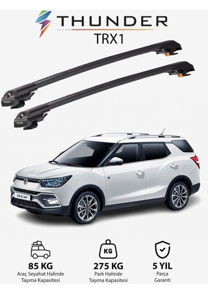 Ssangyong Tıvolı Xlv 2016-SONRASI Trx1 Thunder Carrier Kilitli Ara Atkı Taşıyıcı Tavan Barı Gri