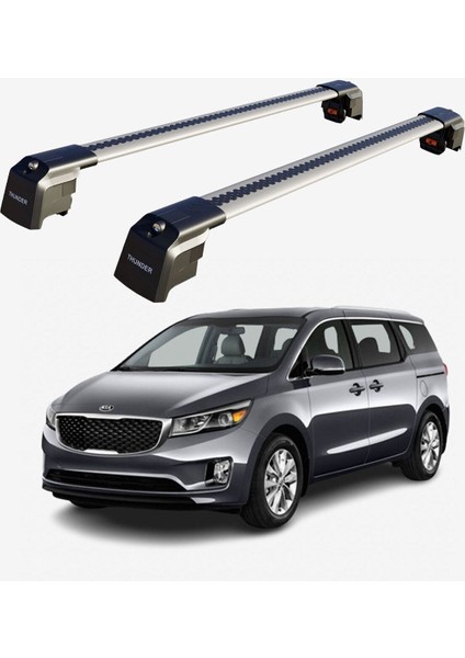 Kıa Sedona 2015-2021 Trx2 Thunder Carrier Kilitli Ara Atkı Taşıyıcı Tavan Barı Gri