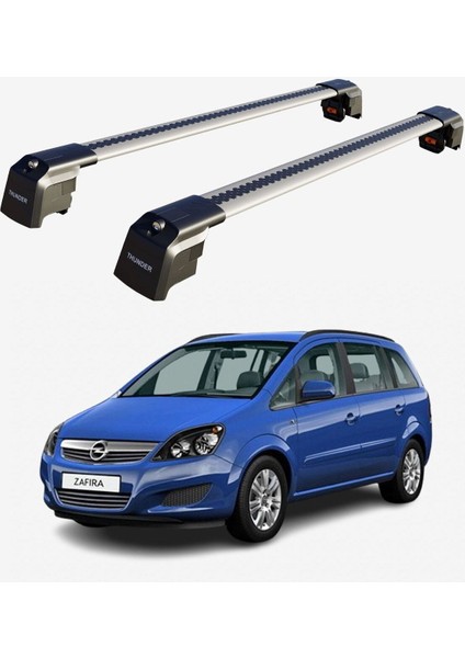 Opel Zafıra B 2005-2011 Trx2 Thunder Carrier Kilitli Ara Atkı Taşıyıcı Tavan Barı Gri