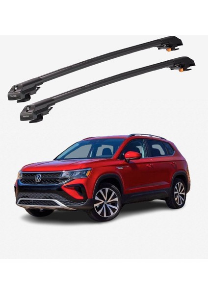 Volkswagen Taos 2021-SONRASI Trx1 Thunder Carrier Kilitli Ara Atkı Taşıyıcı Tavan Barı Gri