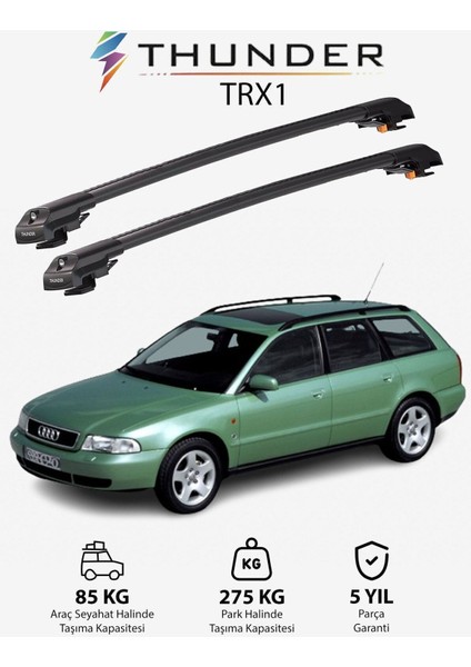 Audı A4 Avant 1996-2001 Trx1 Thunder Carrier Kilitli Ara Atkı Taşıyıcı Tavan Barı Siyah