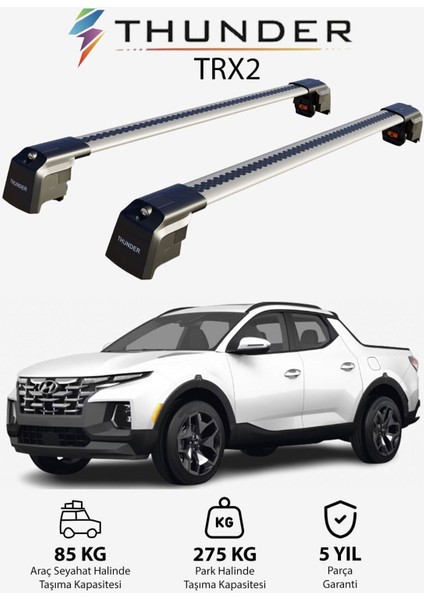 Hyundaı Santa Cruz 2022-SONRASI Trx2 Thunder Carrier Kilitli Ara Atkı Taşıyıcı Tavan Barı Siyah