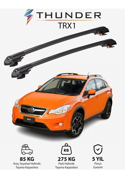 Subaru Xv 2018-SONRASI Trx1 Thunder Carrier Kilitli Ara Atkı Taşıyıcı Tavan Barı Gri