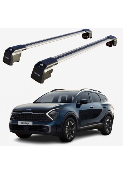 Kıa Sportage X-Lıne 2022-SONRASI Trx2 Thunder Carrier Kilitli Ara Atkı Taşıyıcı Tavan Barı Gri