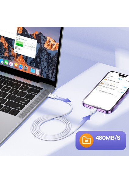 iPhone için 1m Pd 20W Type-C-Lightning Şarj Kablosu, 480MBPS Hızlı Veri Iletim Kablo Kablosu (Yurt Dışından)