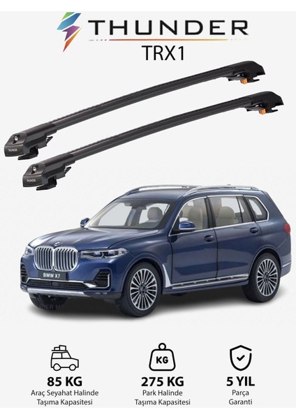 Bmw X7 2019-SONRASI Trx1 Thunder Carrier Kilitli Ara Atkı Taşıyıcı Tavan Barı Gri