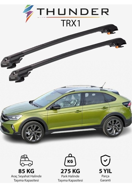 Volkswagen Taıgo 2021-SONRASI Trx1 Thunder Carrier Kilitli Ara Atkı Taşıyıcı Tavan Barı Gri