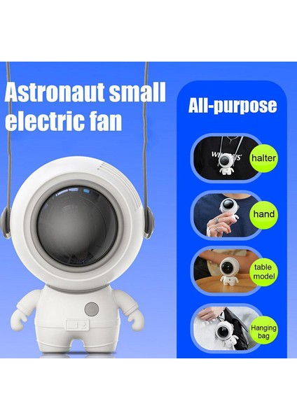 Ruyı Astronot Asılı Boyun Fan Kolye Küçük Taşınabilir USB Fan Astronot El Küçük Fan (Yurt Dışından)