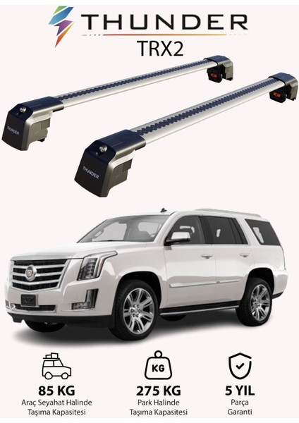 Cadıllac Escalade 2015-2020 Trx2 Thunder Carrier Kilitli Ara Atkı Taşıyıcı Tavan Barı Siyah