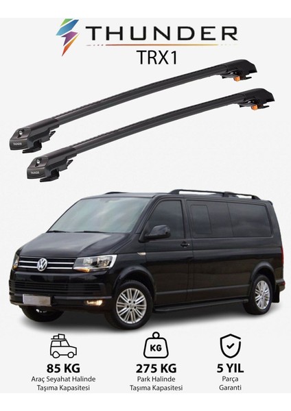 Volkswagen Caravelle 2016-SONRASI Trx1 Thunder Carrier Kilitli Ara Atkı Taşıyıcı Tavan Barı Siyah
