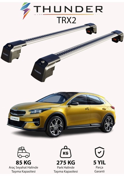 Kıa Xceed 2019-SONRASI Trx2 Thunder Carrier Kilitli Ara Atkı Taşıyıcı Tavan Barı Siyah