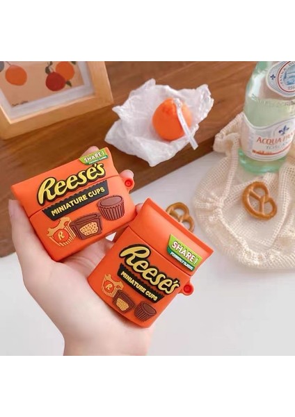 Karikatür Tasarımlı Silikon Kapaklı Kılıf 'lar için Kablosuz Şarj Kutulu Bluetooth Kulaklık Koruyucusu (2019)/ ve Şarj Kutulu (2019)/(2016)-ÇIKOLATA (Yurt Dışından) modelleri