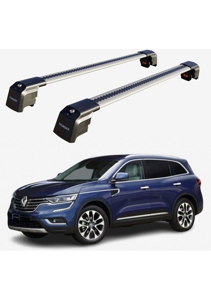 Renault Koleos 2017-SONRASI Trx2 Thunder Carrier Kilitli Ara Atkı Taşıyıcı Tavan Barı Gri