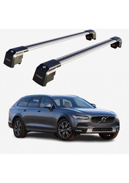 Volvo V90 2017-SONRASI Trx2 Thunder Carrier Kilitli Ara Atkı Taşıyıcı Tavan Barı Gri fiyatları