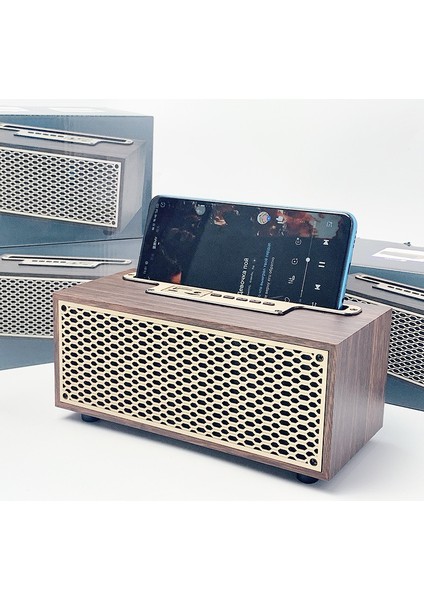 Xm5 Yeni Kablosuz Bluetooth Hoparlör Masaüstü Ahşap Retro Radyo Mini Taşınabilir Kart Küçük Hoparlör (Yurt Dışından)
