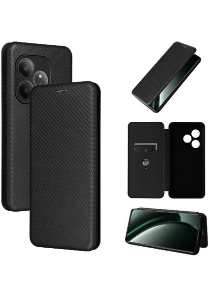 Kart Tutucu Kickstand Deri Folio Flip ile Realme Gt 6 Için Flip Case (Yurt Dışından)