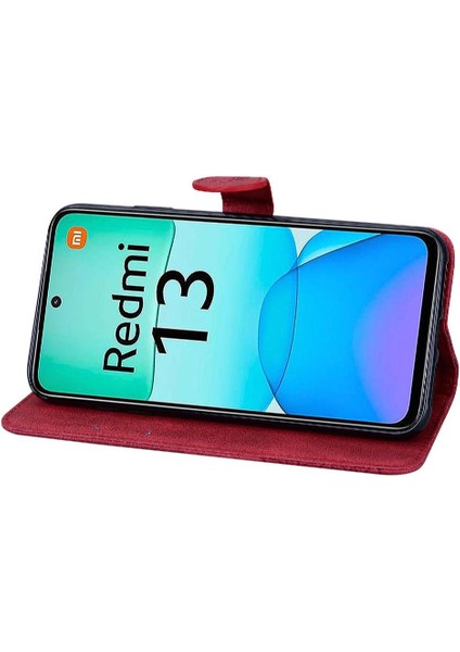 Xiaomi Redmi Için Flip Case 13 4g Manyetik Closu Büyük Kelebek Kart Yuvaları (Yurt Dışından)