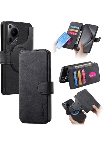 Manyi Mall Huawei Pura 70 Için Flip Case Ultra Retro Kart Standı Cüzdan Mıknatıs Malzeme (Yurt Dışından)