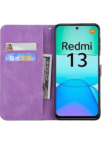 Xiaomi Redmi Için Flip Case 13 4g Büyük Kelebek ile Elmas Deri ile (Yurt Dışından)